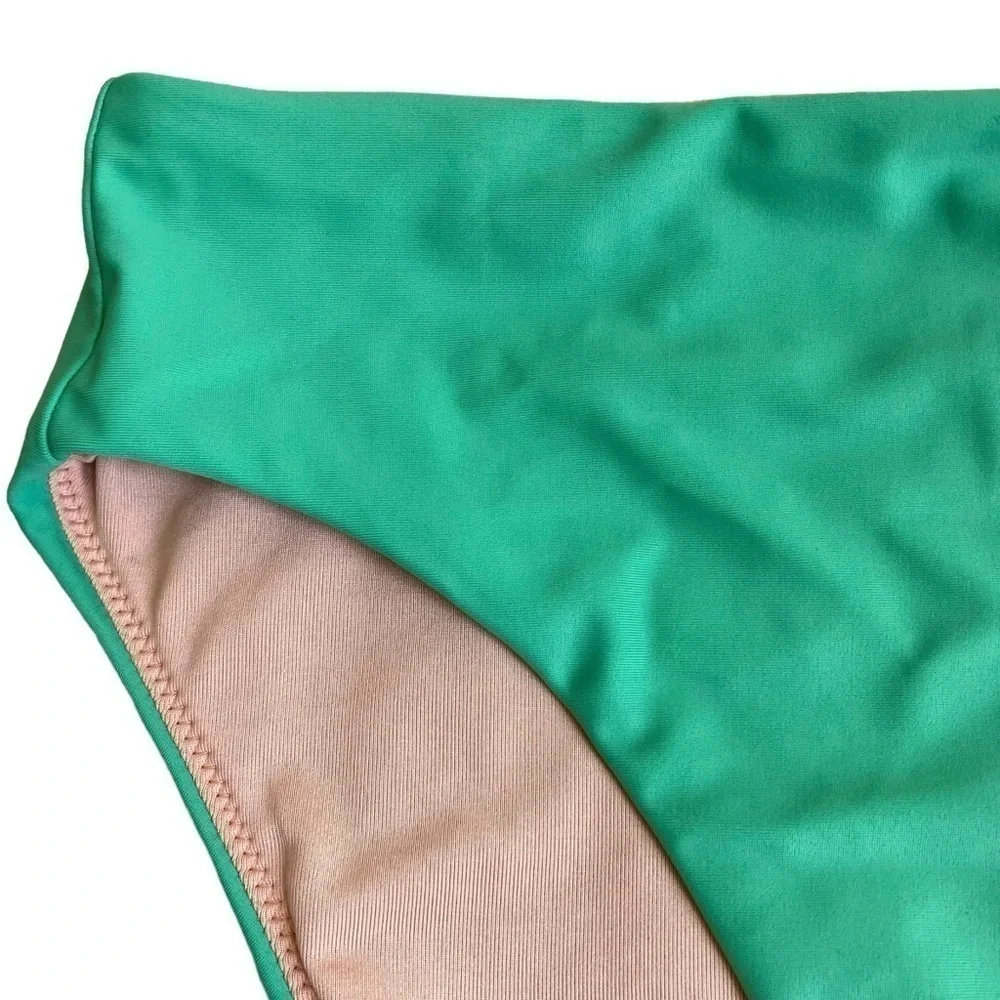 NWOT J. Crew High-rise Bikini Bottom Green Style BF178 Minimalist Sz S
